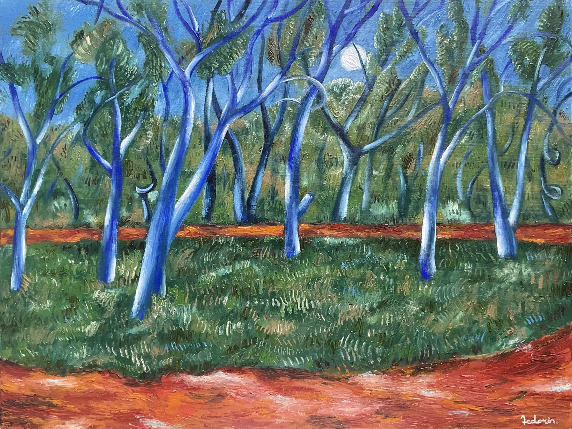 Tree whips — oil painting by Porfirii Fedorin, 2026
