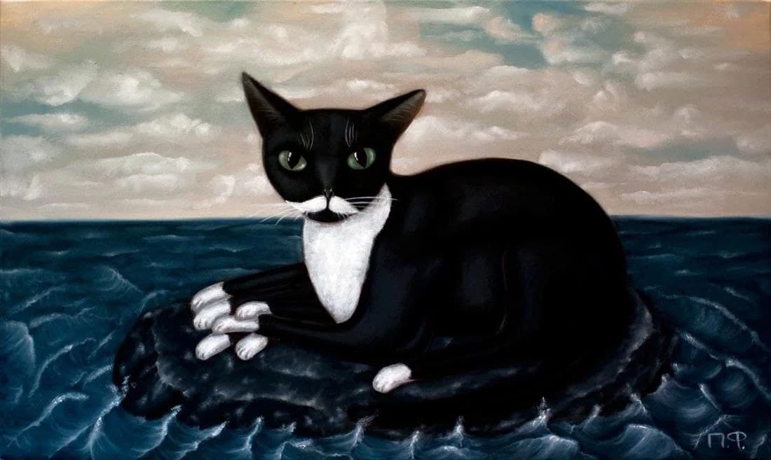 Black Cat Sea — oil painting by Porfirii Fedorin, 2024