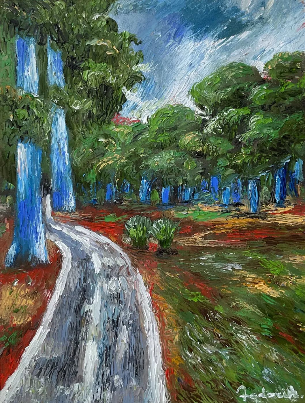 Bicycle Path | Mystical Landscapes Oil Painting — oil painting by Porfirii Fedorin, 2025