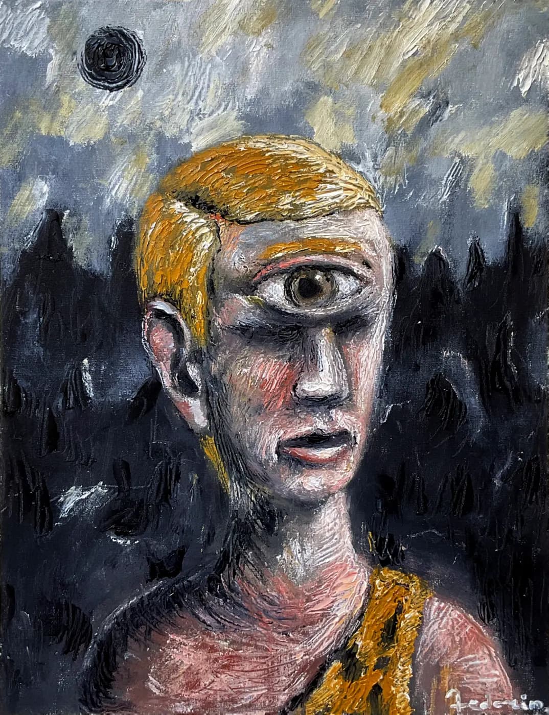Cyclops in Tartarus | Sacred & Mythological Oil Painting — oil painting by Porfirii Fedorin, 2025
