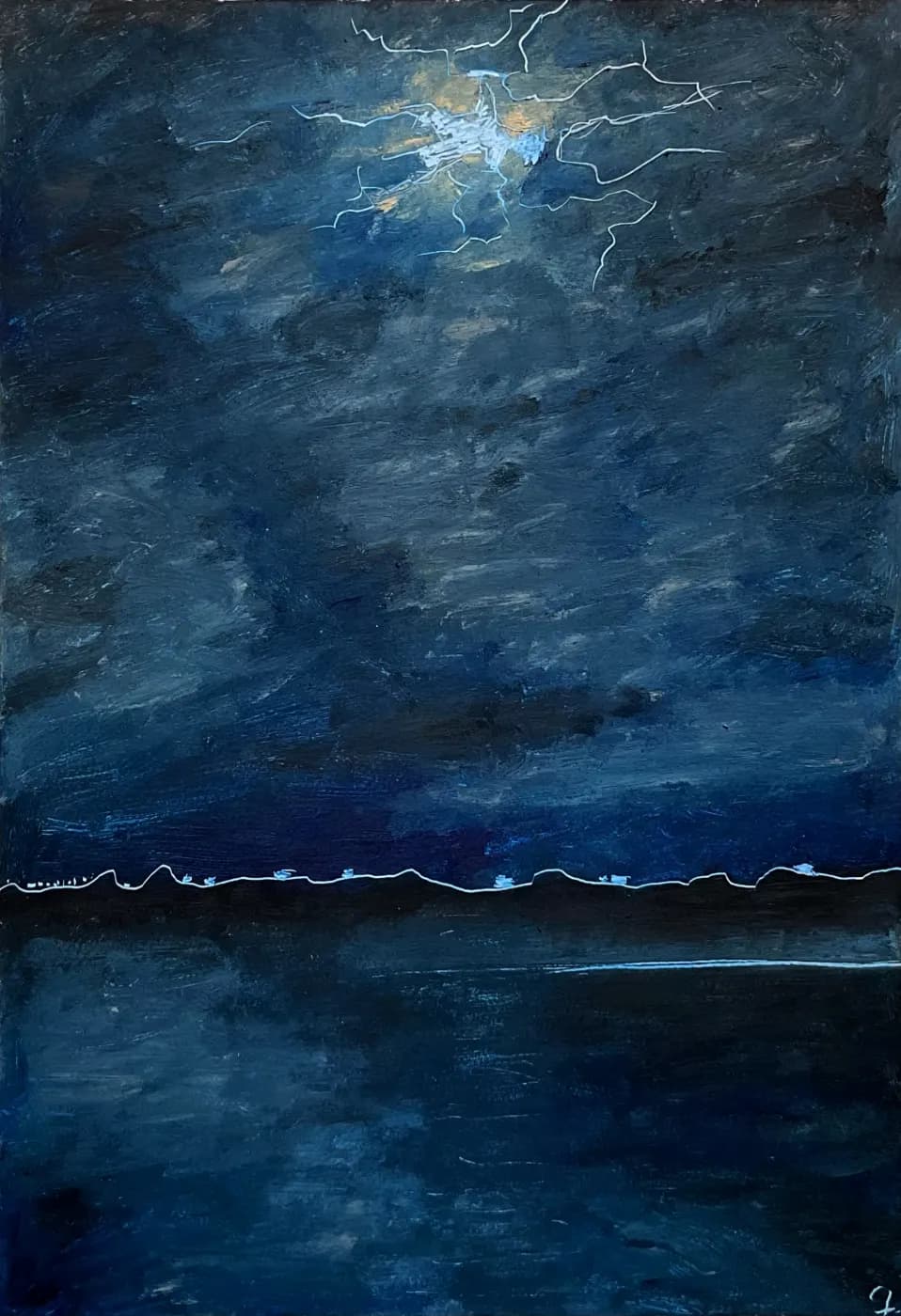 Flickering Lights | Mystical Landscapes Oil Painting — oil painting by Porfirii Fedorin, 2024