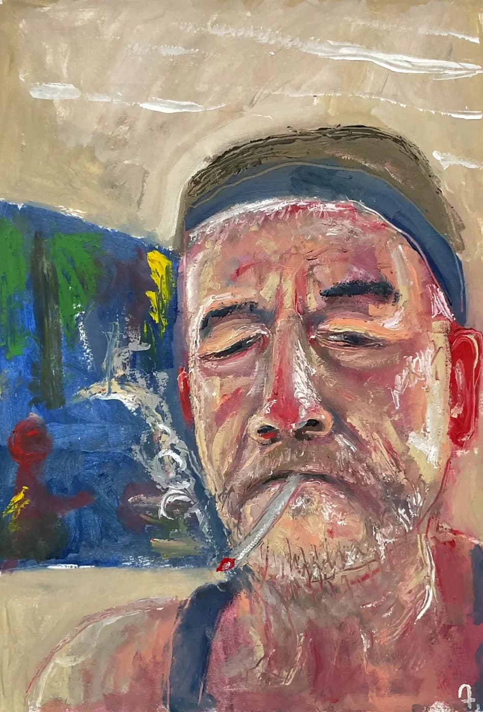 Morning with a Joint | Portraits Oil Painting — oil painting by Porfirii Fedorin
