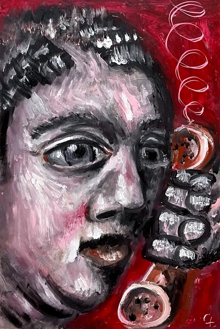 Red Telephone | Portraits Oil Painting — oil painting by Porfirii Fedorin