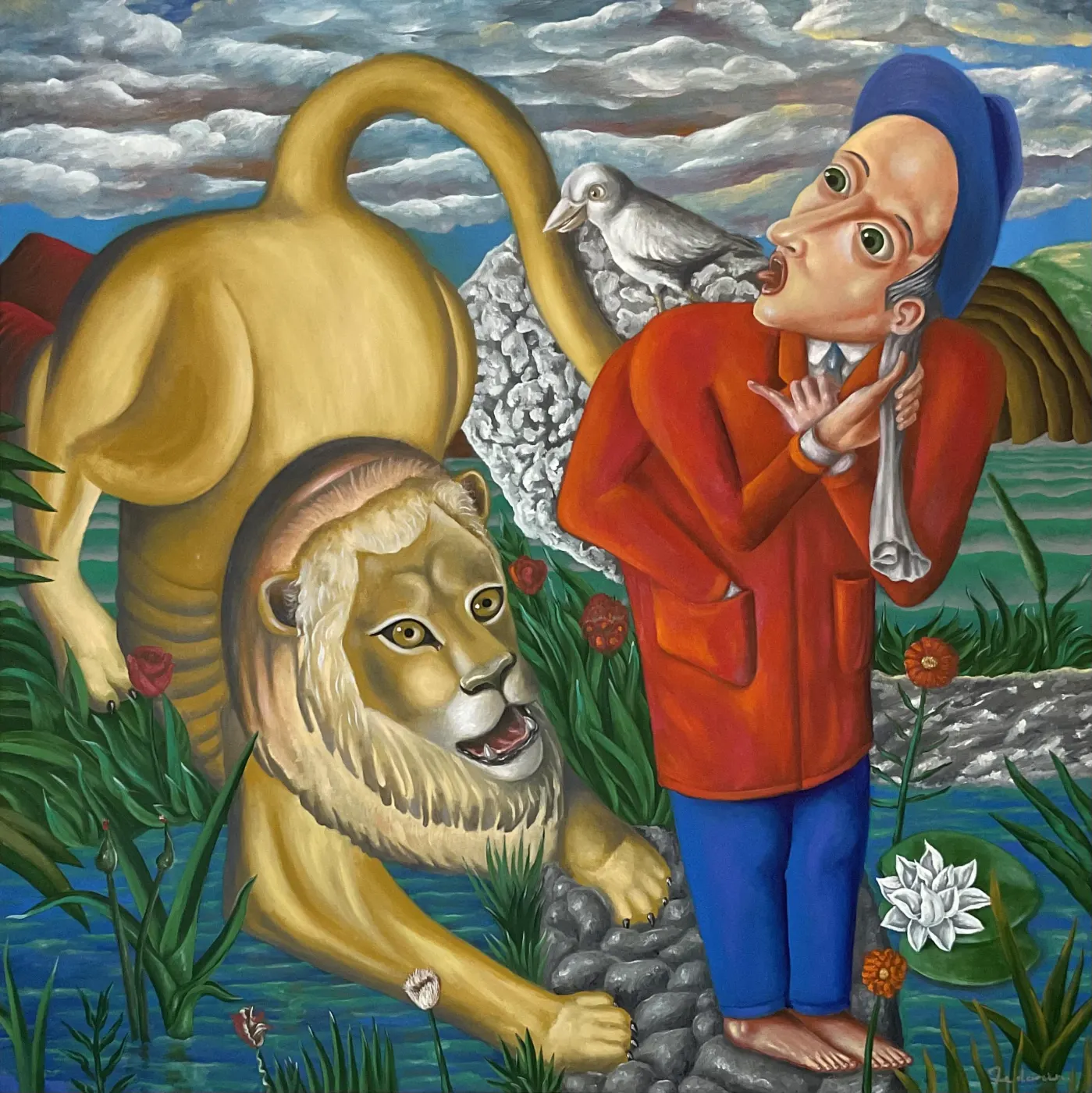Samson Meets Lion | Sacred & Mythological Oil Painting — oil painting by Porfirii Fedorin, 2024