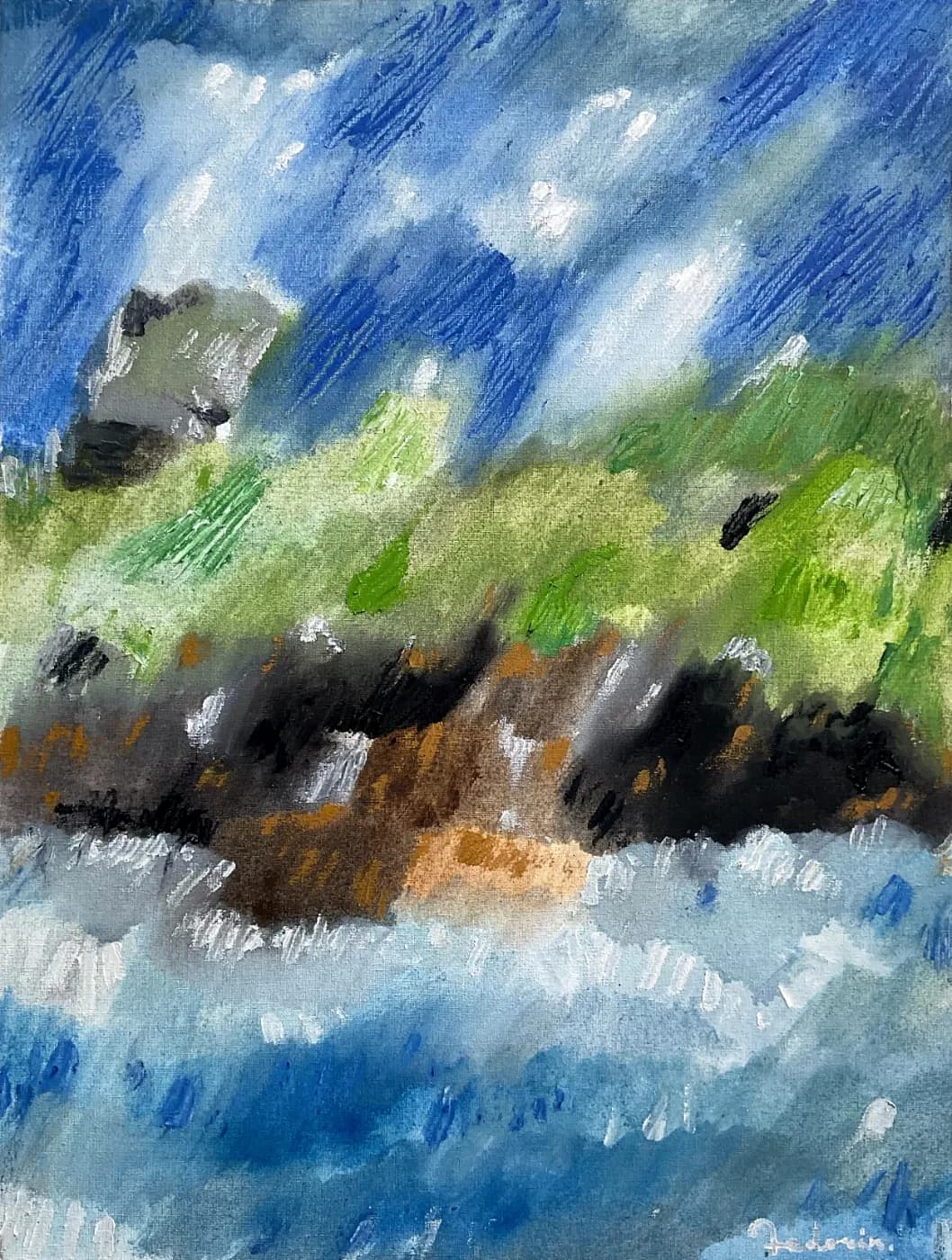 Seascape with Rocks | Mystical Landscapes Oil Painting — oil painting by Porfirii Fedorin