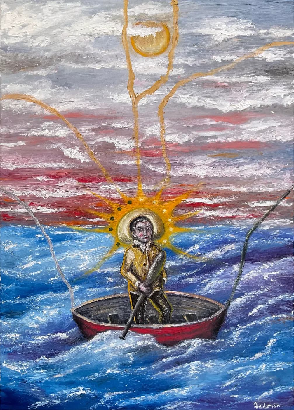 St. Christopher and the Oar | Sacred & Mythological Oil Painting — oil painting by Porfirii Fedorin, 2025