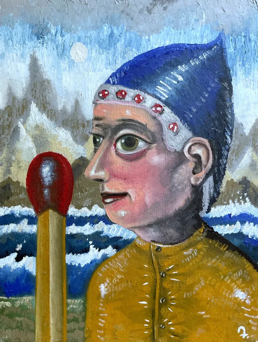 The Match Warms the Nose | Portraits Oil Painting — oil painting by Porfirii Fedorin