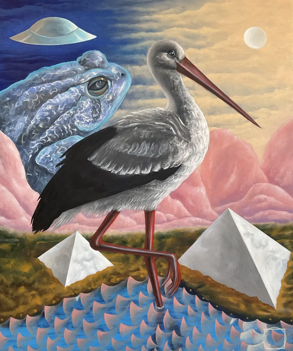 Under a Blue Frog's Sun | Creatures & Beasts Oil Painting — oil painting by Porfirii Fedorin, 2024